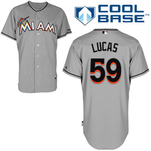 Ed Lucas #59 MLB Jersey-Miami Marlins Men's Authentic Road Gray Cool Base Baseball Jersey